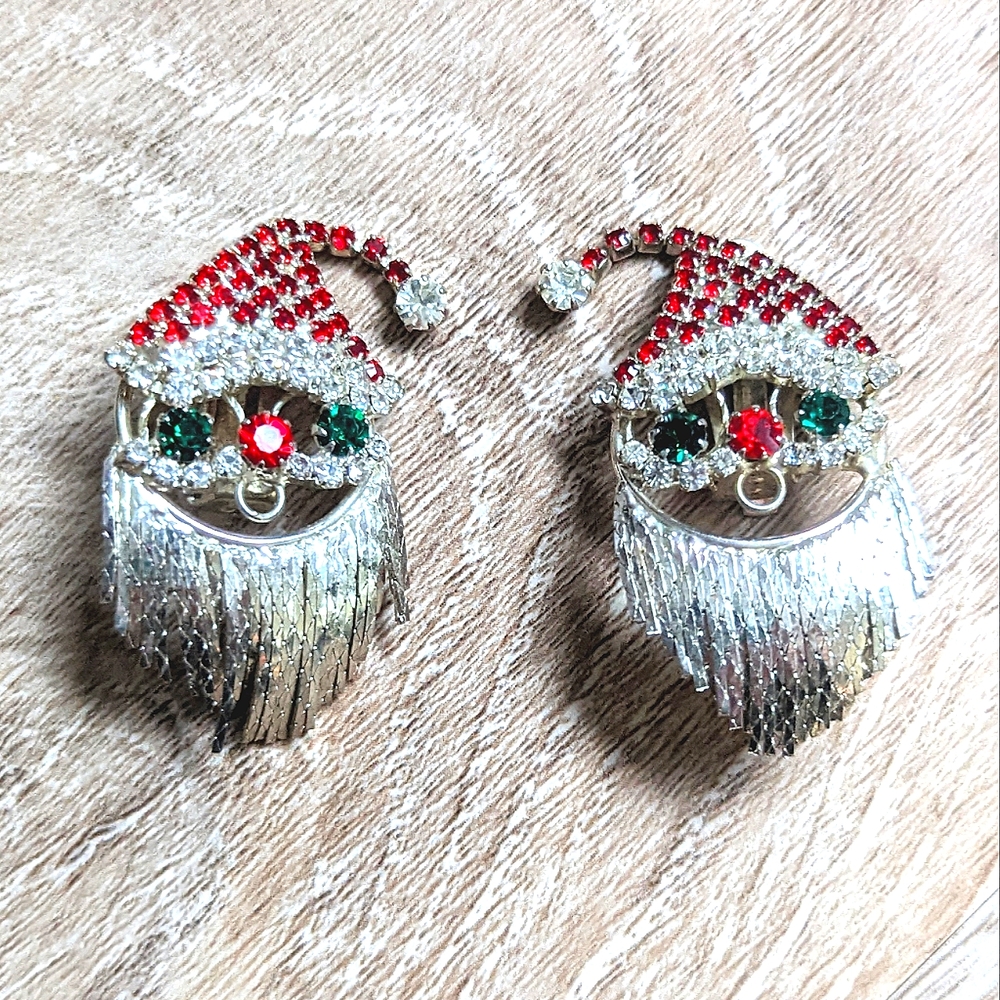 Holiday Rhinestone Santa earrings